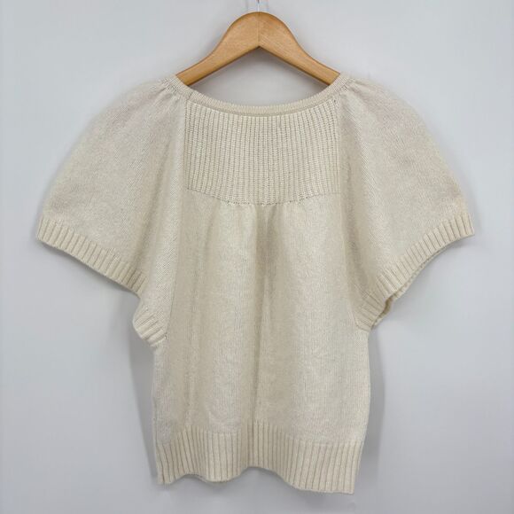 Anthropologie Butterfly Sleeve Sweater in Cream, Size Small, Italy - Picture 4 of 12
